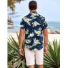 COOFANDY Mens Hawaiian Shirts Short Sleeve Casual Button Down Beach Vacation Summer Shirt(Black-apricot Bloom)