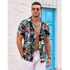 COOFANDY Mens Hawaiian Shirts Short Sleeve Casual Button Down Beach Vacation Summer Shirt(Black-green Leaf)