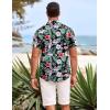 COOFANDY Mens Hawaiian Shirts Short Sleeve Casual Button Down Beach Vacation Summer Shirt(Black-green Leaf)