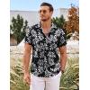 COOFANDY Mens Hawaiian Shirts Short Sleeve Casual Button Down Beach Vacation Summer Shirt(Black-white Leaf)