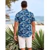 COOFANDY Mens Hawaiian Shirts Short Sleeve Casual Button Down Beach Vacation Summer Shirt(Blue Leaf)