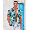 COOFANDY Mens Hawaiian Shirts Short Sleeve Casual Button Down Beach Vacation Summer Shirt(Blue-coconut Tree)