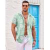 COOFANDY Mens Hawaiian Shirts Short Sleeve Casual Button Down Beach Vacation Summer Shirt(Green-palm Leave)