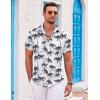 COOFANDY Mens Hawaiian Shirts Short Sleeve Casual Button Down Beach Vacation Summer Shirt(Grey-tropical Tree)