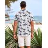 COOFANDY Mens Hawaiian Shirts Short Sleeve Casual Button Down Beach Vacation Summer Shirt(Grey-tropical Tree)
