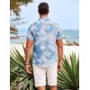 COOFANDY Mens Hawaiian Shirts Short Sleeve Casual Button Down Beach Vacation Summer Shirt(Light Blue-white Palm Leaf)