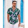 COOFANDY Mens Hawaiian Shirts Short Sleeve Casual Button Down Beach Vacation Summer Shirt(Navy Blue-green White Leaf)