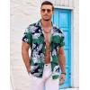 COOFANDY Mens Hawaiian Shirts Short Sleeve Casual Button Down Beach Vacation Summer Shirt(Navy Blue-green White Leaf)