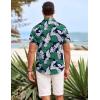 COOFANDY Mens Hawaiian Shirts Short Sleeve Casual Button Down Beach Vacation Summer Shirt(Navy Blue-green White Leaf)