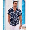 COOFANDY Mens Hawaiian Shirts Short Sleeve Casual Button Down Beach Vacation Summer Shirt(Navy Blue-white Tree)