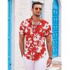 COOFANDY Mens Hawaiian Shirts Short Sleeve Casual Button Down Beach Vacation Summer Shirt(Red-white Floral)