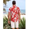 COOFANDY Mens Hawaiian Shirts Short Sleeve Casual Button Down Beach Vacation Summer Shirt(Red-white Floral)