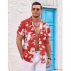 COOFANDY Mens Hawaiian Shirts Short Sleeve Casual Button Down Beach Vacation Summer Shirt(Red-white Floral)