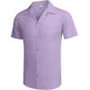 COOFANDY Mens Hawaiian Shirts Short Sleeve Casual Button Down Tropical Beach Shirt(A- Purple)