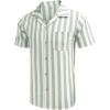 COOFANDY Mens Hawaiian Shirts Short Sleeve Casual Button Down Tropical Beach Shirt(A- Stripe Green)
