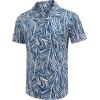 COOFANDY Mens Hawaiian Shirts Short Sleeve Casual Button Down Tropical Beach Shirt(Blue Leaves)