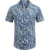 COOFANDY Mens Hawaiian Shirts Short Sleeve Casual Button Down Tropical Beach Shirt(Blue Leaves)