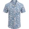 COOFANDY Mens Hawaiian Shirts Short Sleeve Casual Button Down Tropical Beach Shirt(Blue Shark)