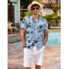 COOFANDY Mens Hawaiian Shirts Short Sleeve Casual Button Down Tropical Beach Shirt(Blue-coconut Tree)
