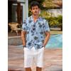 COOFANDY Mens Hawaiian Shirts Short Sleeve Casual Button Down Tropical Beach Shirt(Blue-coconut Tree)