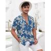 COOFANDY Mens Hawaiian Shirts Short Sleeve Casual Button Down Tropical Beach Shirt(Blue-white Flower)