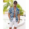 COOFANDY Mens Hawaiian Shirts Short Sleeve Casual Button Down Tropical Beach Shirt(Blue-white Flower)