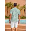 COOFANDY Mens Hawaiian Shirts Short Sleeve Casual Button Down Tropical Beach Shirt(Green- Leaf)
