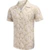 COOFANDY Mens Hawaiian Shirts Short Sleeve Casual Button Down Tropical Beach Shirt(Khaki Floral)