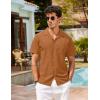 COOFANDY Mens Hawaiian Shirts Short Sleeve Casual Button Down Tropical Beach Shirt(Light Brown)