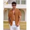 COOFANDY Mens Hawaiian Shirts Short Sleeve Casual Button Down Tropical Beach Shirt(Light Brown)