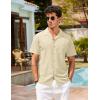 COOFANDY Mens Hawaiian Shirts Short Sleeve Casual Button Down Tropical Beach Shirt(Light Khaki)