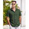 COOFANDY Mens Hawaiian Shirts Short Sleeve Casual Button Down Tropical Beach Shirt(Linen – Army Green)