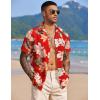COOFANDY Mens Hawaiian Shirts Short Sleeve Casual Button Down Tropical Beach Shirt(Multi Flowers Red)