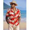 COOFANDY Mens Hawaiian Shirts Short Sleeve Casual Button Down Tropical Beach Shirt(Multi Flowers Red)