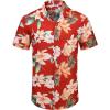 COOFANDY Mens Hawaiian Shirts Short Sleeve Casual Button Down Tropical Beach Shirt(Multi Flowers Red)