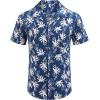 COOFANDY Mens Hawaiian Shirts Short Sleeve Casual Button Down Tropical Beach Shirt(Navy Leaves)