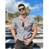 COOFANDY Mens Hawaiian Shirts Short Sleeve Casual Button Down Tropical Beach Shirt(Palm Leaf-black&white)