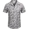 COOFANDY Mens Hawaiian Shirts Short Sleeve Casual Button Down Tropical Beach Shirt(Palm Leaf-black&white)