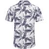 COOFANDY Mens Hawaiian Shirts Short Sleeve Casual Button Down Tropical Beach Shirt(Palm Leaf-blue&white)