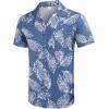 COOFANDY Mens Hawaiian Shirts Short Sleeve Casual Button Down Tropical Beach Shirt(Palm Leaf-denim Blue)