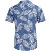 COOFANDY Mens Hawaiian Shirts Short Sleeve Casual Button Down Tropical Beach Shirt(Palm Leaf-denim Blue)