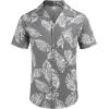 COOFANDY Mens Hawaiian Shirts Short Sleeve Casual Button Down Tropical Beach Shirt(Palm Leaf-grey)