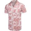 COOFANDY Mens Hawaiian Shirts Short Sleeve Casual Button Down Tropical Beach Shirt(Palm Leaf-pink)
