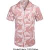 COOFANDY Mens Hawaiian Shirts Short Sleeve Casual Button Down Tropical Beach Shirt(Palm Leaf-pink)