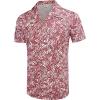 COOFANDY Mens Hawaiian Shirts Short Sleeve Casual Button Down Tropical Beach Shirt(Palm Leaf-red)