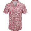 COOFANDY Mens Hawaiian Shirts Short Sleeve Casual Button Down Tropical Beach Shirt(Palm Leaf-red)
