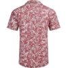 COOFANDY Mens Hawaiian Shirts Short Sleeve Casual Button Down Tropical Beach Shirt(Palm Leaf-red)