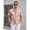 COOFANDY Mens Hawaiian Shirts Short Sleeve Casual Button Down Tropical Beach Shirt(Pink – Plam Leaf)