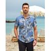 COOFANDY Mens Hawaiian Shirts Short Sleeve Casual Button Down Tropical Beach Shirt(Sky Blue / White Leaf)