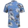 COOFANDY Mens Hawaiian Shirts Short Sleeve Casual Button Down Tropical Beach Shirt(Sky Blue / White Leaf)